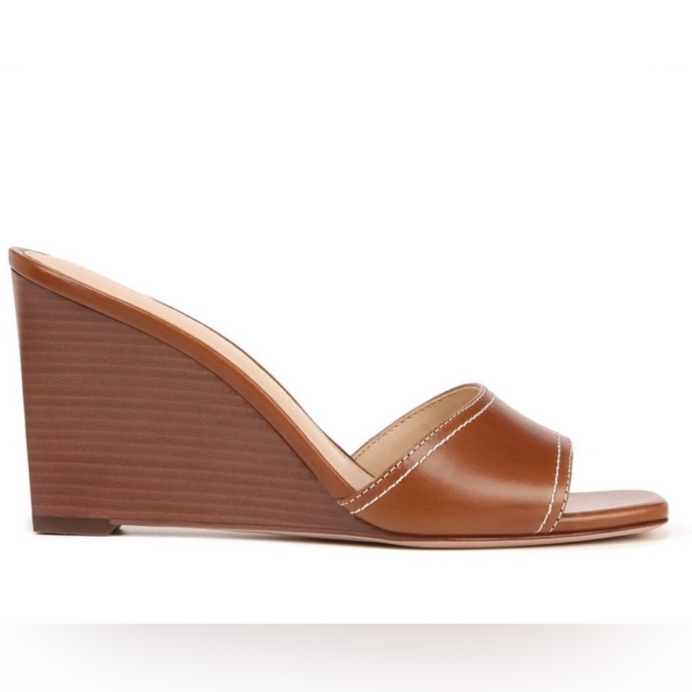 Veronica Beard Brown Ellen Wedge Sandal – Square Toe, Slip-On - Size 8 - Picture 3 of 9